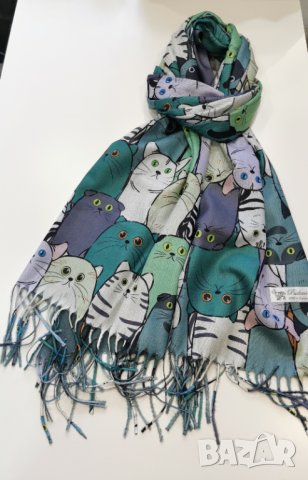 Шал на Котките, кашмир шал за подарък, комплекти за Коледа , снимка 5 - Шалове - 36247209