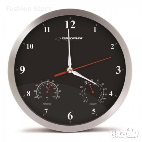 Стенен часовник Washington, 30см., кварц, черен, бял