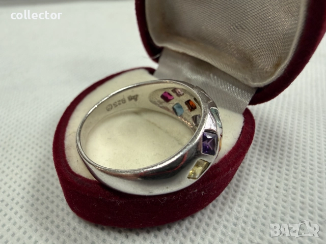 Сребърен пръстен с полускъпоценни камъни. №7765, снимка 8 - Пръстени - 52827876