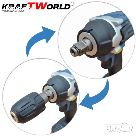 Акумулаторен комплект KraftWorld 5в1 – Лазерен Нивелир, Гайковерт – Винтоверт, Перфоратор, Ъглошлайф, снимка 10 - Други инструменти - 51053023