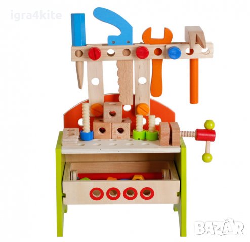 Дървена мултифункционалена работилница с инструменти конструктор за сглобяване, снимка 7 - Образователни игри - 38375482
