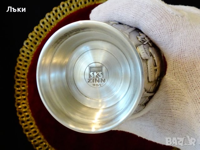 Бокал,чаша от калай Гроздобер,вино. , снимка 7 - Антикварни и старинни предмети - 44110387