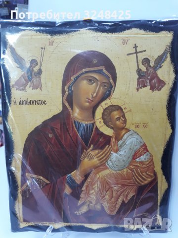 Голяма икона на Пресвета Майка Богородица Закрилница - ръчна изр. Модел А - с Архангелите Пазители., снимка 3 - Икони - 37628324