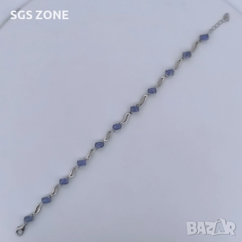 СРЕБЪРНА ГРИВНА С ТАНЗАНИТ, снимка 5 - Гривни - 52295995