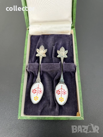 Метални посребрени лъжички с емайл. №7734, снимка 2 - Други ценни предмети - 52803046