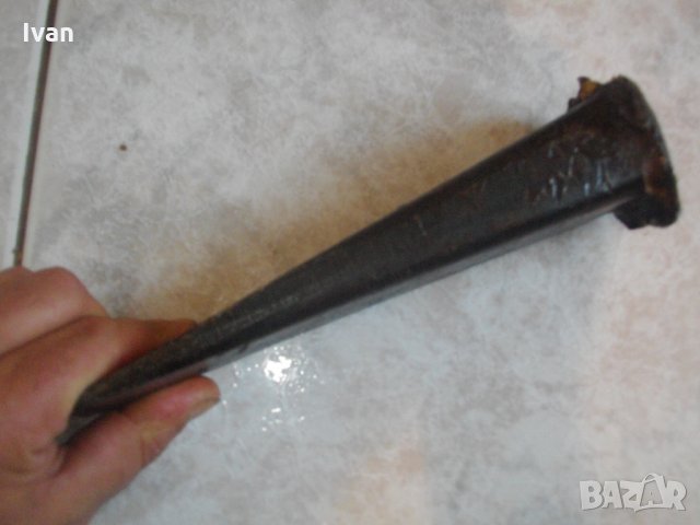 Старо Качество-Стар Масивен Кован Клин-Секач-Нож Кама за Дърва-Цепене-Немска, снимка 8 - Други инструменти - 33301284