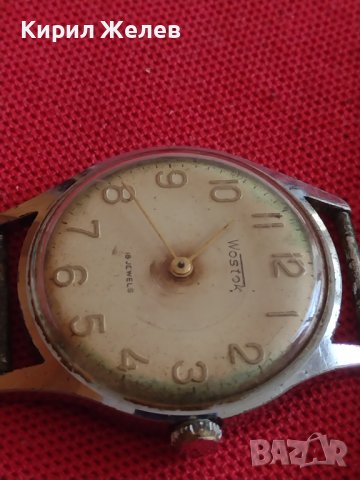 Стар ръчен часовник WOSTOK 18 JEWELS с позлатени цифри и стрелки за КОЛЕКЦИЯ ДЕКОРАЦИЯ 41773, снимка 5 - Други ценни предмети - 43787035