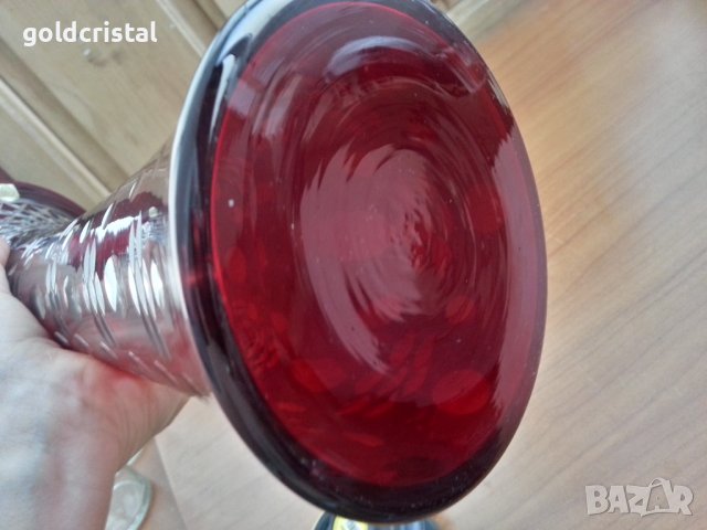 Кристална ваза цветен червен кристал, снимка 5 - Антикварни и старинни предмети - 36981971