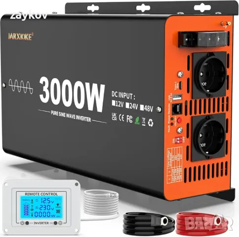 3000W инвертор 12V 230V чист синусоидален преобразувател на напрежение с LCD