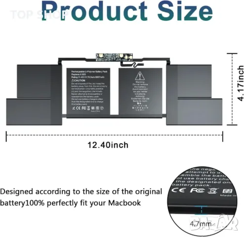 A1820 A1707 Батерия за лаптоп за Macbook pro 15" A1707 края на 2016 средата на 2017 EMC 3162 3072, снимка 2 - Батерии за лаптопи - 49419821