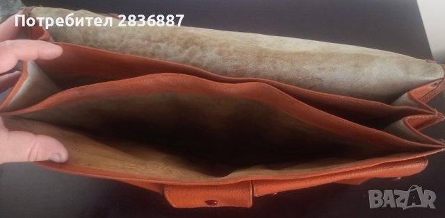 Стара оранжева кожена офис чанта, снимка 9 - Чанти - 36699244