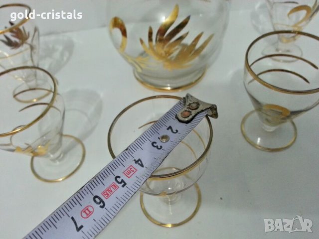 Стъклени чаши чашки и каничка , снимка 4 - Антикварни и старинни предмети - 26952852