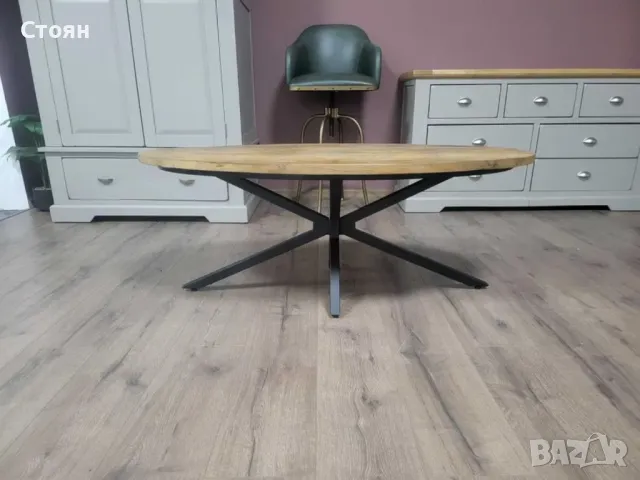 Холна масичка от дъб с метални крака - 6 броя налични