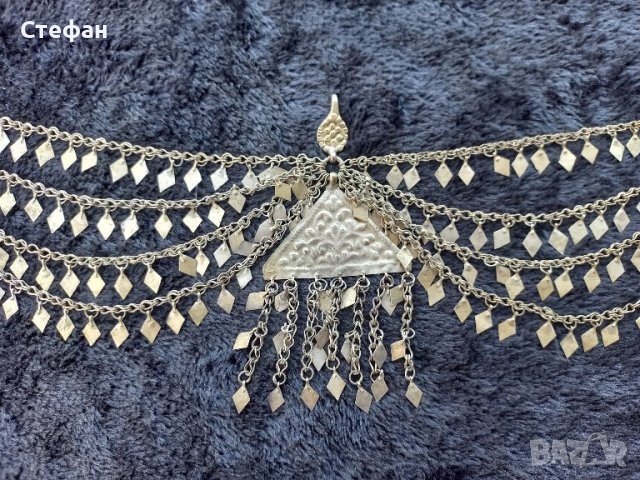 Сребърна Трепка Възрожденски Прочелник накит носия пафта, снимка 5 - Антикварни и старинни предмети - 43171896