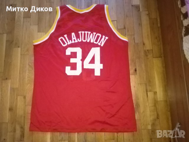 Hakeem Olajuwon Houston Rockets баскетболна тениска Шампион винтидж №34 размерХХЛ, снимка 10 - Баскетбол - 43976335