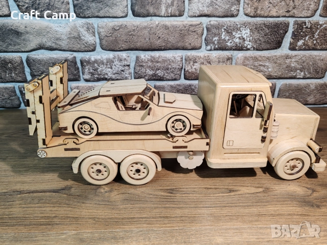 Комплект дървени модели - Камион за пътна помощ и автомобил – Craft Camp, снимка 10 - Коли, камиони, мотори, писти - 52739165