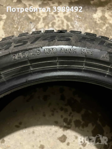 Продавам 4 бр.  зимни гуми без забележки  на 2 сезона PIRELLI 245/45R18 100H XL M+S, снимка 3 - Гуми и джанти - 50755431
