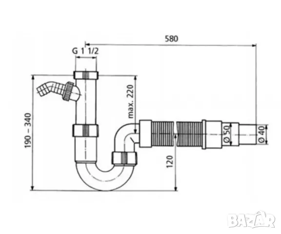 НОВ! Сифон за кухненска мивка AQUA SANITA AQ-T1, снимка 2 - ВИК - 49931840