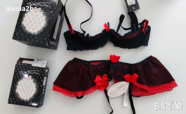 Секси комплект от две части отворен сутиен и жартиер на фирма AXAMI  - Оригинал, снимка 3 - Бельо - 43395872