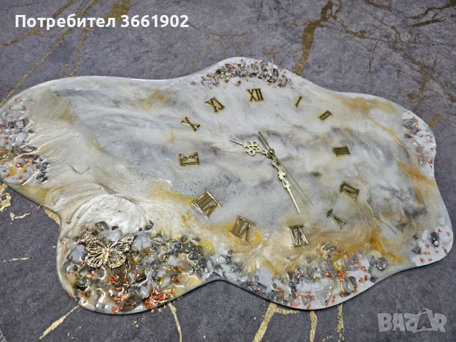 Ръчна изработка Часовник картина мрамор ефект , снимка 2 - Картини - 48703918