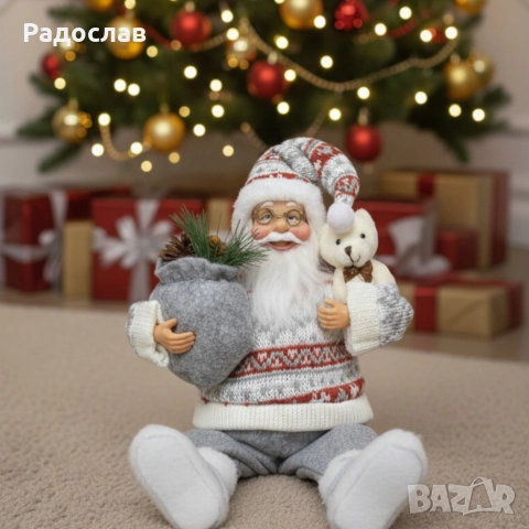 Голям Дядо Коледа с торба и мече - Атмосфера, уют и празничен стил, снимка 2 - Декорация за дома - 52593804