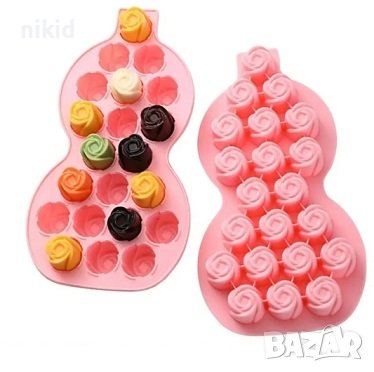 21 пъпки пъпка роза силиконов молд форма фондан бонбони шоколад гипс сапун лед свещ декор, снимка 2 - Форми - 43563148