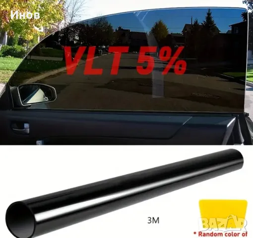 Черно Фолио за Прозорци на Кола - UV Защита и Контрол на Топлината, Устойчив на Надраскване, снимка 1