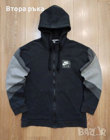 МЪЖКО ГОРНИЩЕ NIKE NSW NIKE AIR HOODIE FZ FLC BLACK оригинален , снимка 2 - Спортни дрехи, екипи - 52547706
