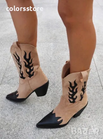 Боти на ток - кафяво и черно - KB1