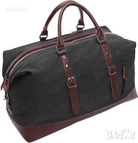 Платнена чанта за пътуване с голям капацитет 40-50 литра, черна, снимка 5 - Чанти - 50442865