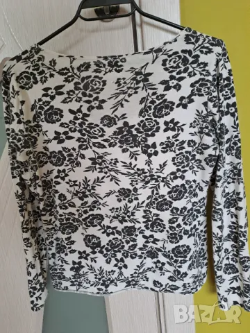 Дамска блуза черно и бяло трикотажна тънка, снимка 3 - Блузи с дълъг ръкав и пуловери - 47287544