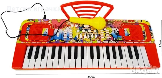 Детска йоника пиано с микрофон караоке , снимка 3 - Музикални играчки - 48723565