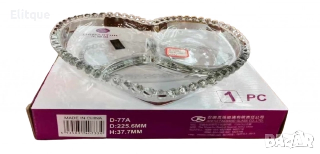 Стъклена чиния ордьовър сърце с 3 отделения, снимка 4 - Други - 52861437