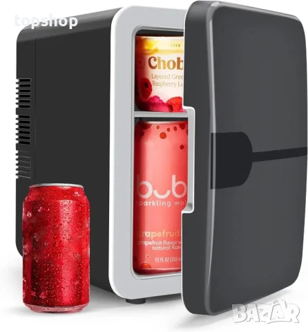 НОВ 2 в 1 мини хладилнк с функция за подгряване, адаптер за кола, сив