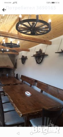 Стенни рафтове - етажерки с автентични реставрирани колела от каруца , снимка 7 - Декорация за дома - 40219676