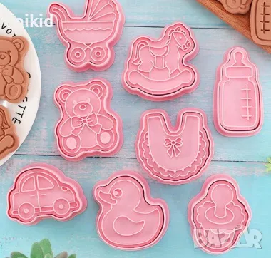 8 бр бебешки бебе мече пате конче лигавник дрехи форма резец пластмасови разглобяеми резци форми