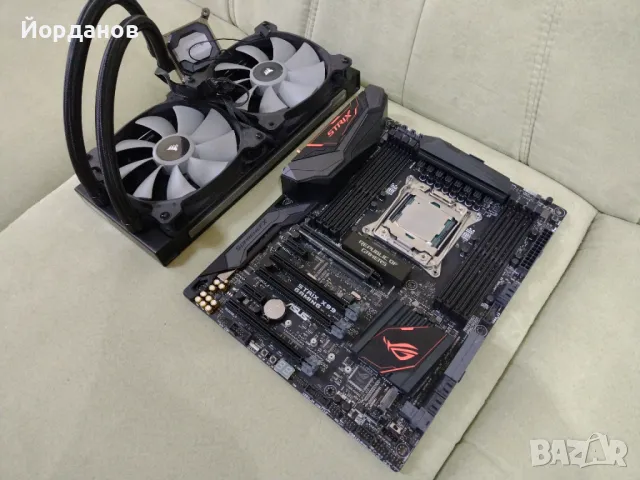 Asus Rog Strix X99 Gaming LGA2011 + Core i7 -6850k.+водно Corsair, снимка 4 - Дънни платки - 49604112