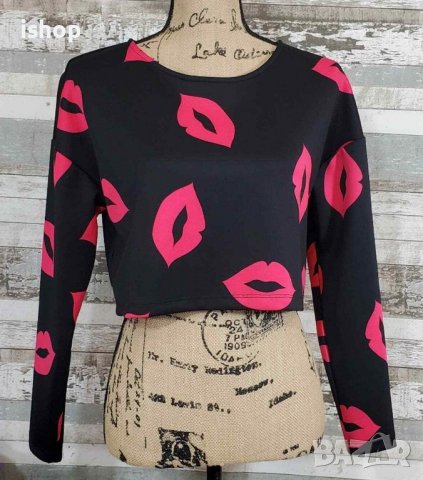 Дамска Блуза Pink Lips, снимка 4 - Блузи с дълъг ръкав и пуловери - 39581591