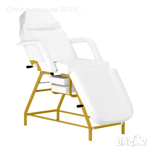 Фиксирана кушетка 557G - бяла/черна с златиста рамка 184 x 60/80 x 76 см, снимка 7 - Кушетки - 43836647