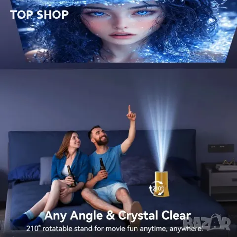 Мини проектор, Android TV 11.0, Преносим с Wifi и Bluetooth 5.2, 1080Р, снимка 3 - Плейъри, домашно кино, прожектори - 49520163