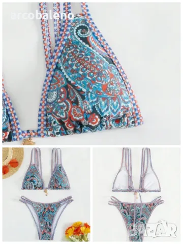 Нов дамски секси бански костюм с презрамки с флорален принт Пейсли, 6цвята , снимка 3 - Бански костюми - 50044893