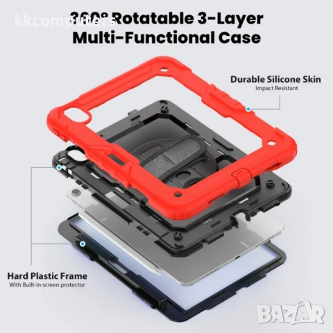 Apple iPad Air 11 2024 Silicone Hybrid PC Tablet Case /Shoulder Strap Удароустойчив Калъф и Протекто, снимка 11 - Калъфи, кейсове - 51025510