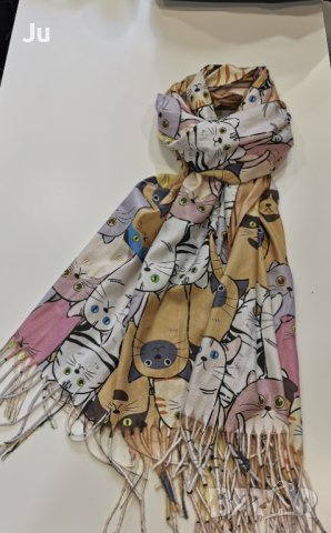 Шал на Котките, кашмир шал за подарък, комплекти за Коледа , снимка 4 - Шалове - 36247209