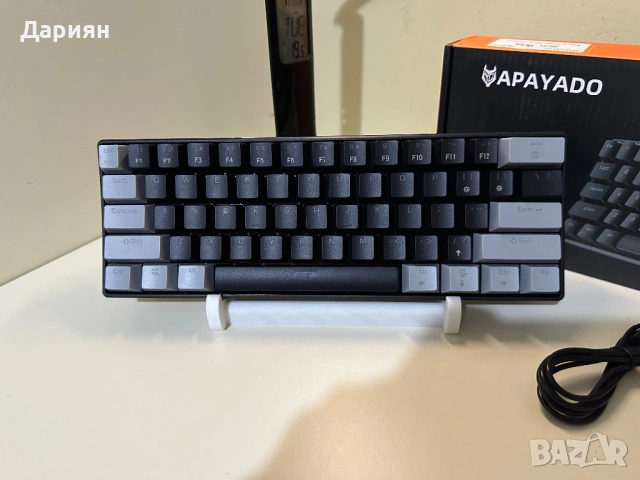 Механична клавиатура APAYADO K61 / 60% / Cherry MX Blue Switch-ове / RGB / Type-C USB, снимка 2 - Клавиатури и мишки - 53353382