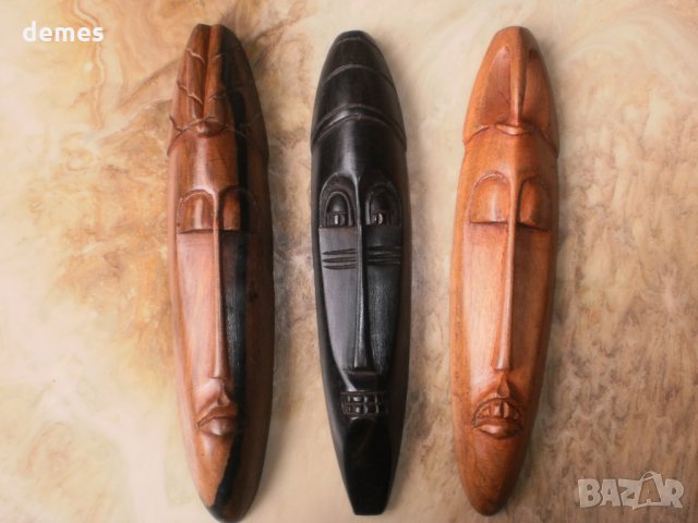  Сет от три абаносови маски-Хауса, Ибо, Йоруба, Нигерия, снимка 3 - Други ценни предмети - 29059531