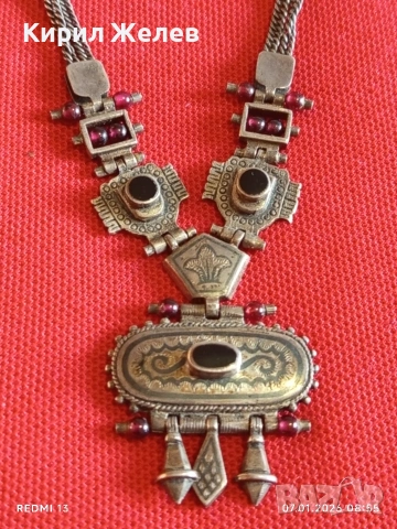 Колекционерско сребърно колие с ГРАНАТ,ОНИКС Японски стил ювелирна изработка 50804, снимка 6 - Колиета, медальони, синджири - 53015381
