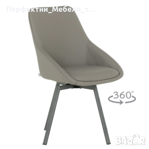 Трапезен стол с еко кожа и метални здрави крака,с въртяща се седалка и полуподлакътници,намаление, снимка 3 - Столове - 52036020