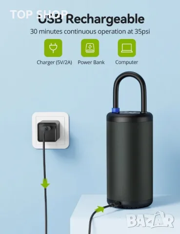 Акумулаторна помпа за гуми, REXMEO Electric Fast Inflate 150PSI,, снимка 5 - Гедорета - 48737433