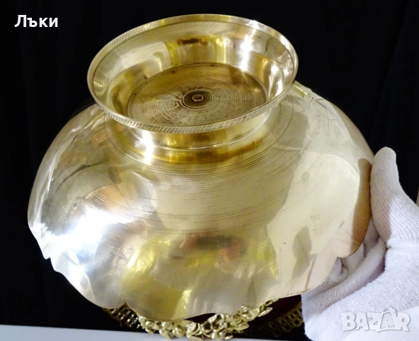 Повдигната бронзова фруктиера,паун,цветен клетъчен емайл. , снимка 8 - Антикварни и старинни предмети - 52417388