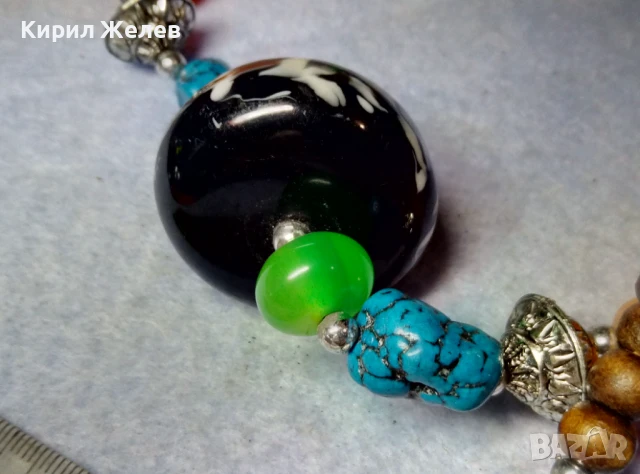 ЕТНО АРТ СТИЛ ОГЪРЛИЦА с МУРАНО ТЮРКОАЗ ТОПЕН КЕХЛИБАР ЗЕЛЕН АХАТ и ДЪРВО ХЕНД МЕЙД НАКИТ 40427, снимка 5 - Колиета, медальони, синджири - 51371671